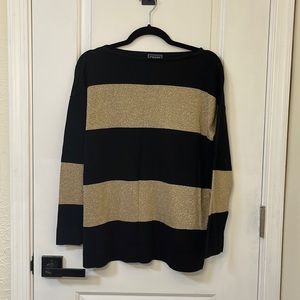 Chaps gold and black stripe scoop neck sweater